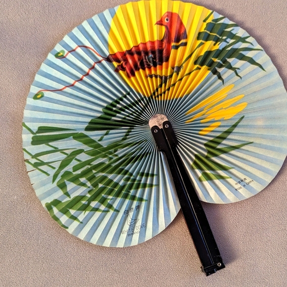 Set of 9 Vintage Chinese Hand Fans Folding Metal Travel Floral and Birds - Picture 7 of 13